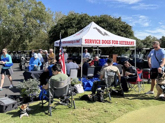 Veteran and service dog teams gathered for a golf fundraising event.